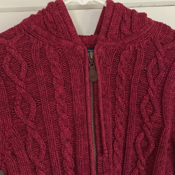 Red Cable Knit Zip-Up Sweater - Picture 3 of 7